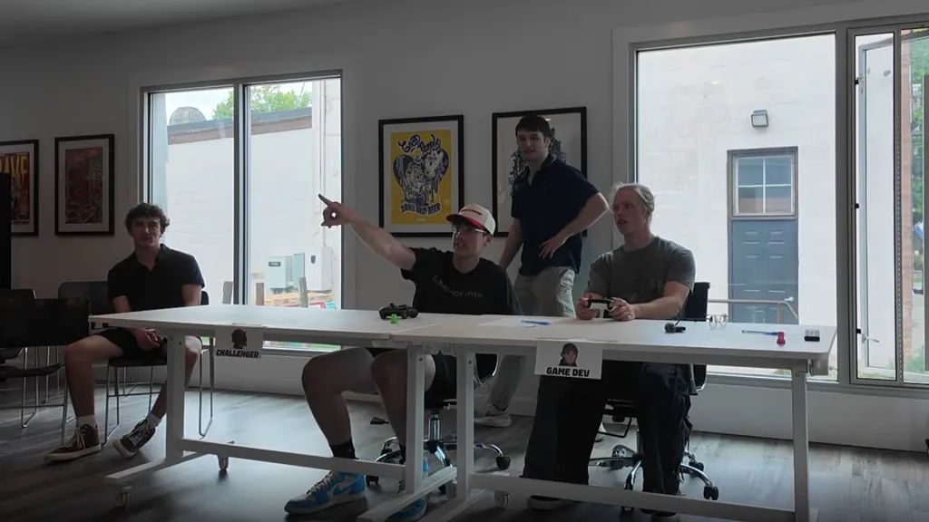 Players testing Devoid together during the high-score challenge