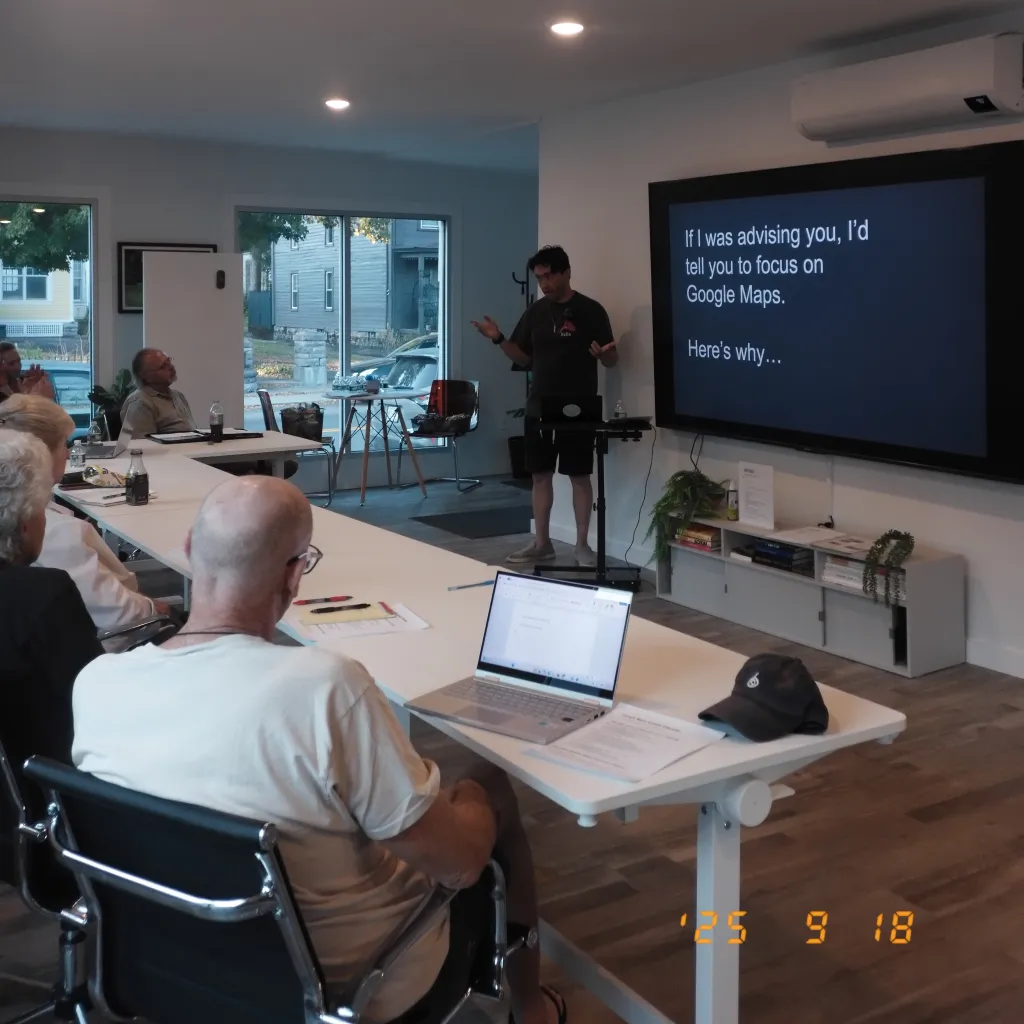 Andrew Flynn presenting why rural businesses should focus on Google Maps